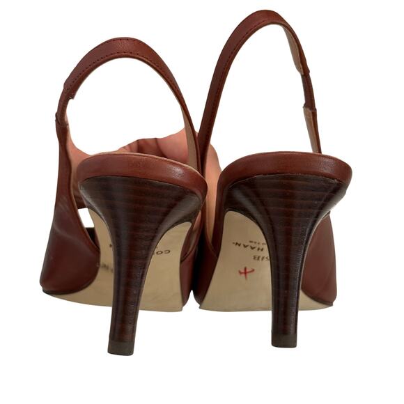 ColeHaan Office Brown Leather Vandam 65 Slingback Pointed Toe Pumps 2.5"Heel-6.5 - Picture 5 of 6